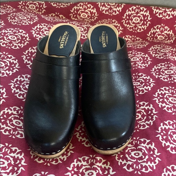 Swedish Hasbeens Black Leather Clogs – Size 39 | Timeless Comfort Mule - Picture 5 of 11